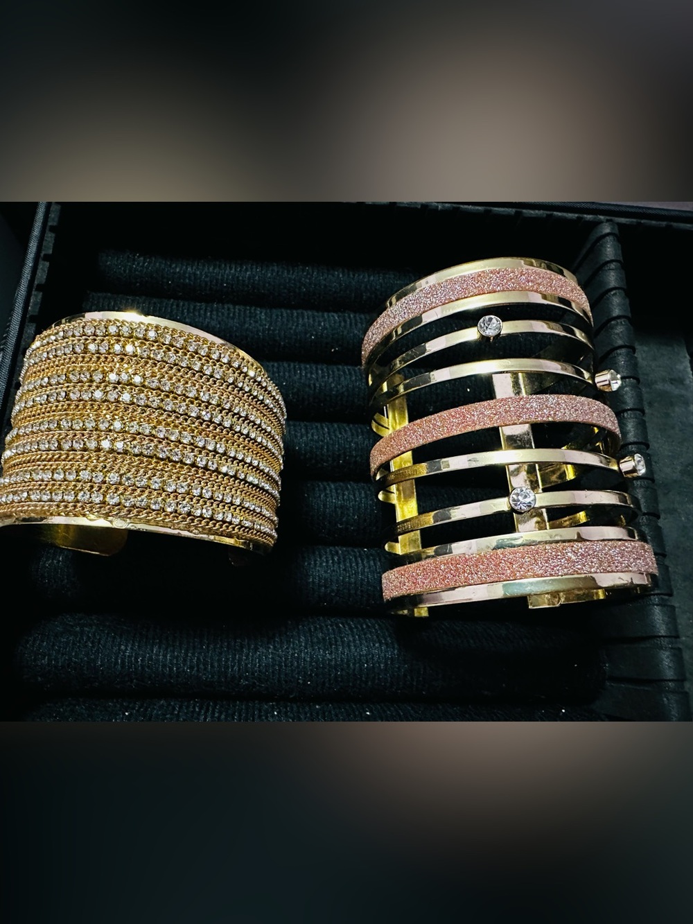 Gold and Rose Gold Multi-Row Cuff Bracelet - Women Jewelry
